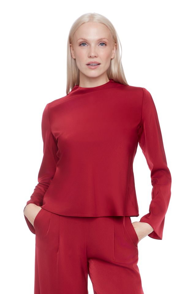 Lindsay Satin Bell Sleeve Top