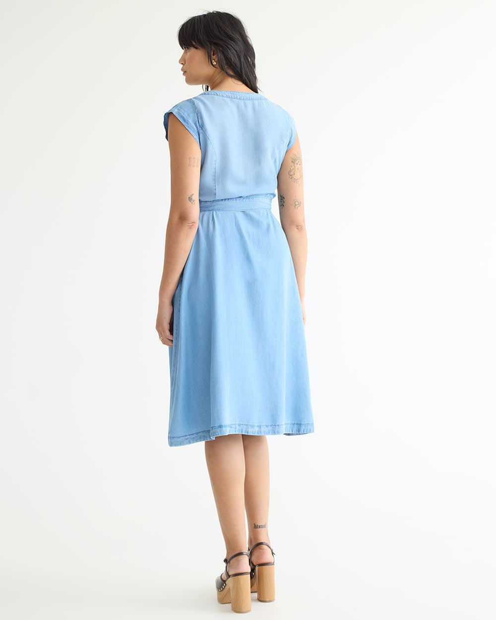 Tencel Midi Dress with Front Tie