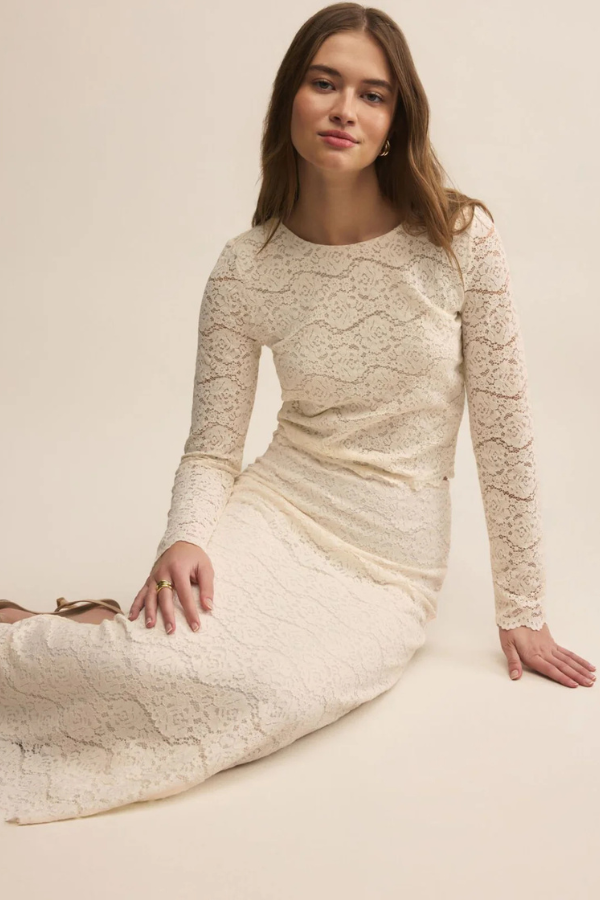 Via Lace Midi Skirt