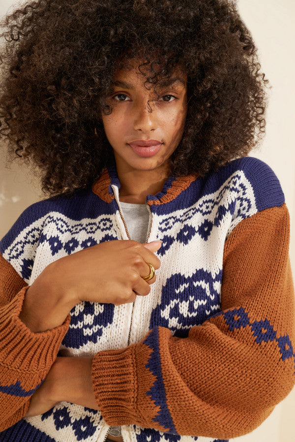 Sweet Rose Jacquard Sweater Jacket