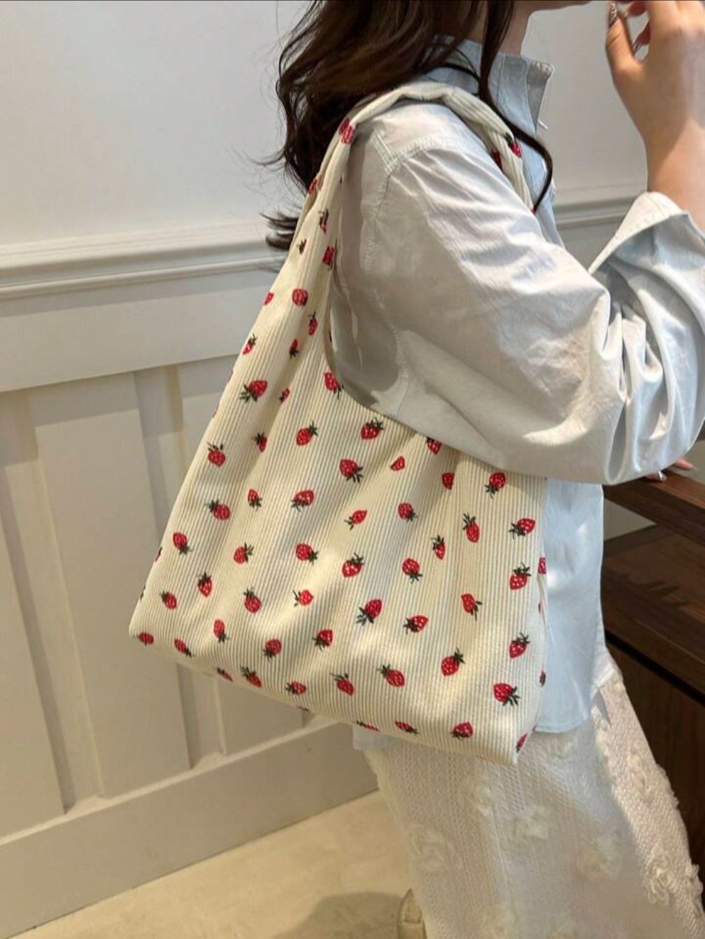 Berlin Cord Strawberry Tote