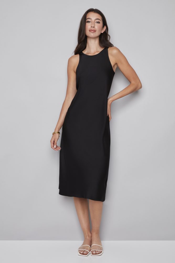 Belize Satin Sleeveless Midi Dress