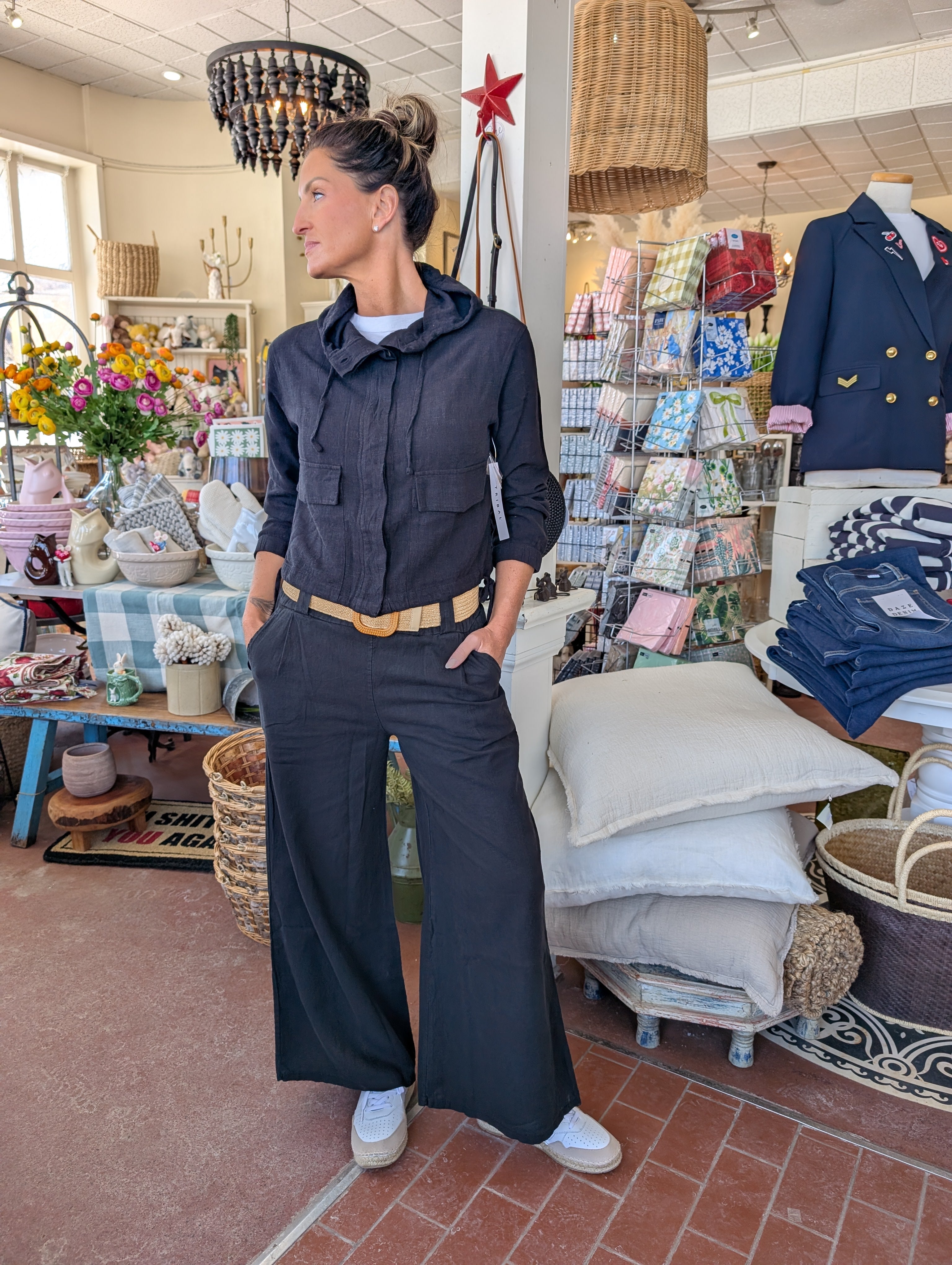 Hooded Crop Light Weight Linen Coat