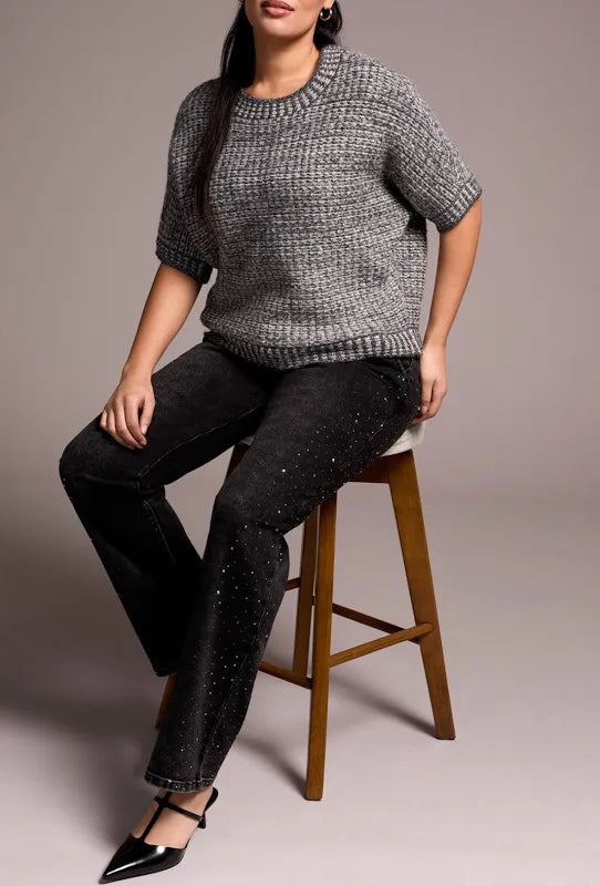 Crew Neck Cap Sleeve Sweater