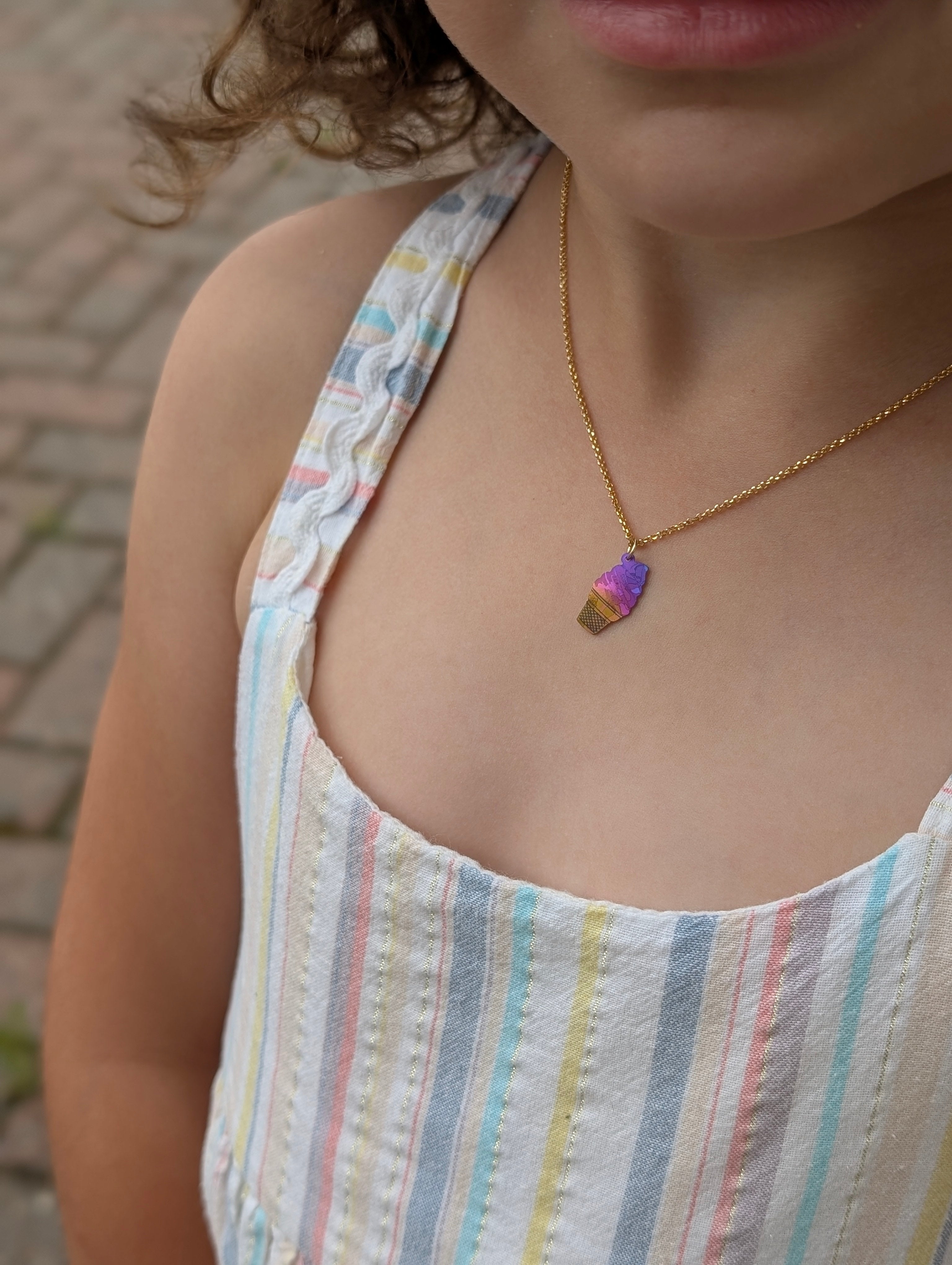 Ice Cream Pendant Necklace - Kids