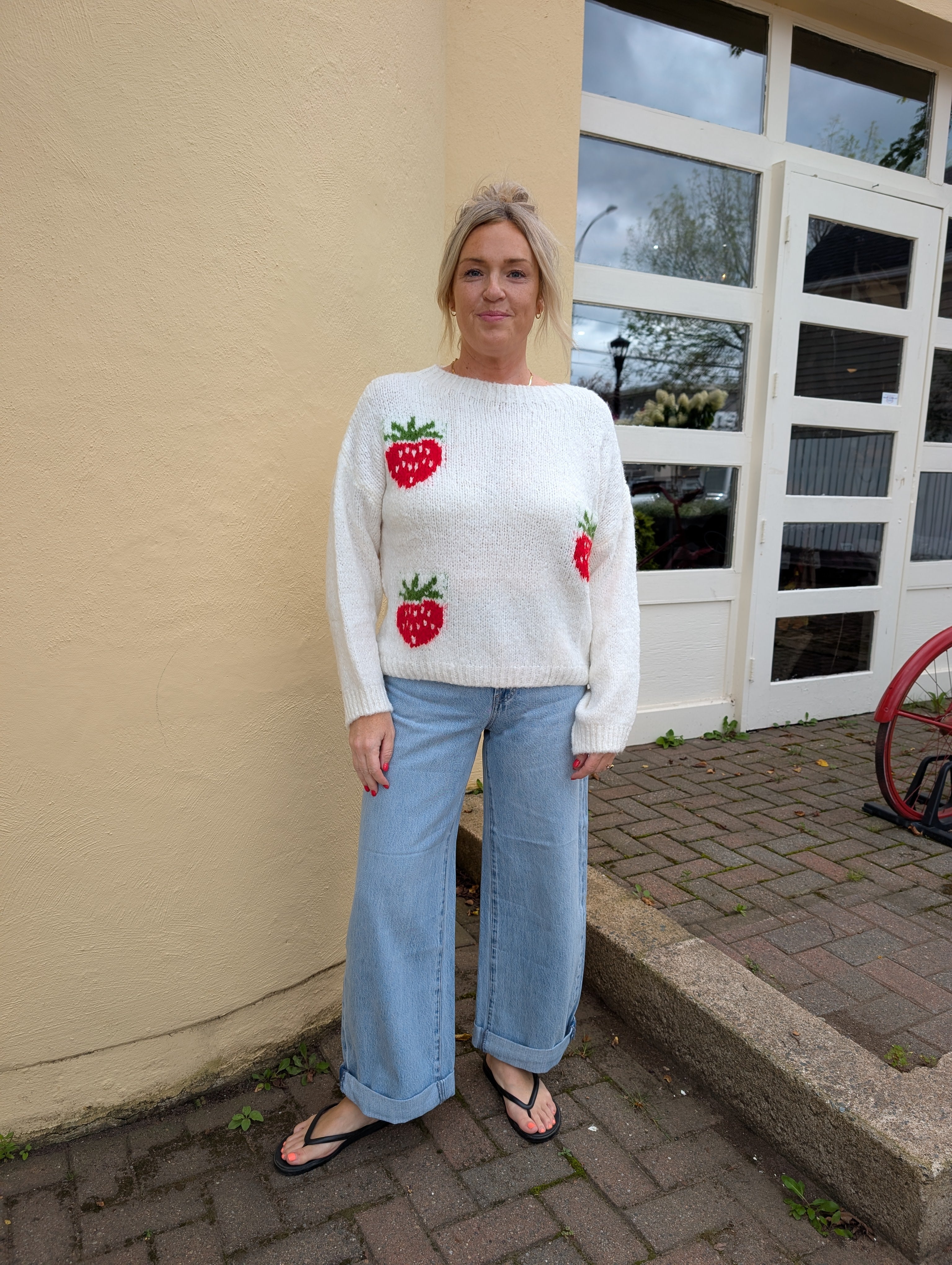 strawberry knit pullover