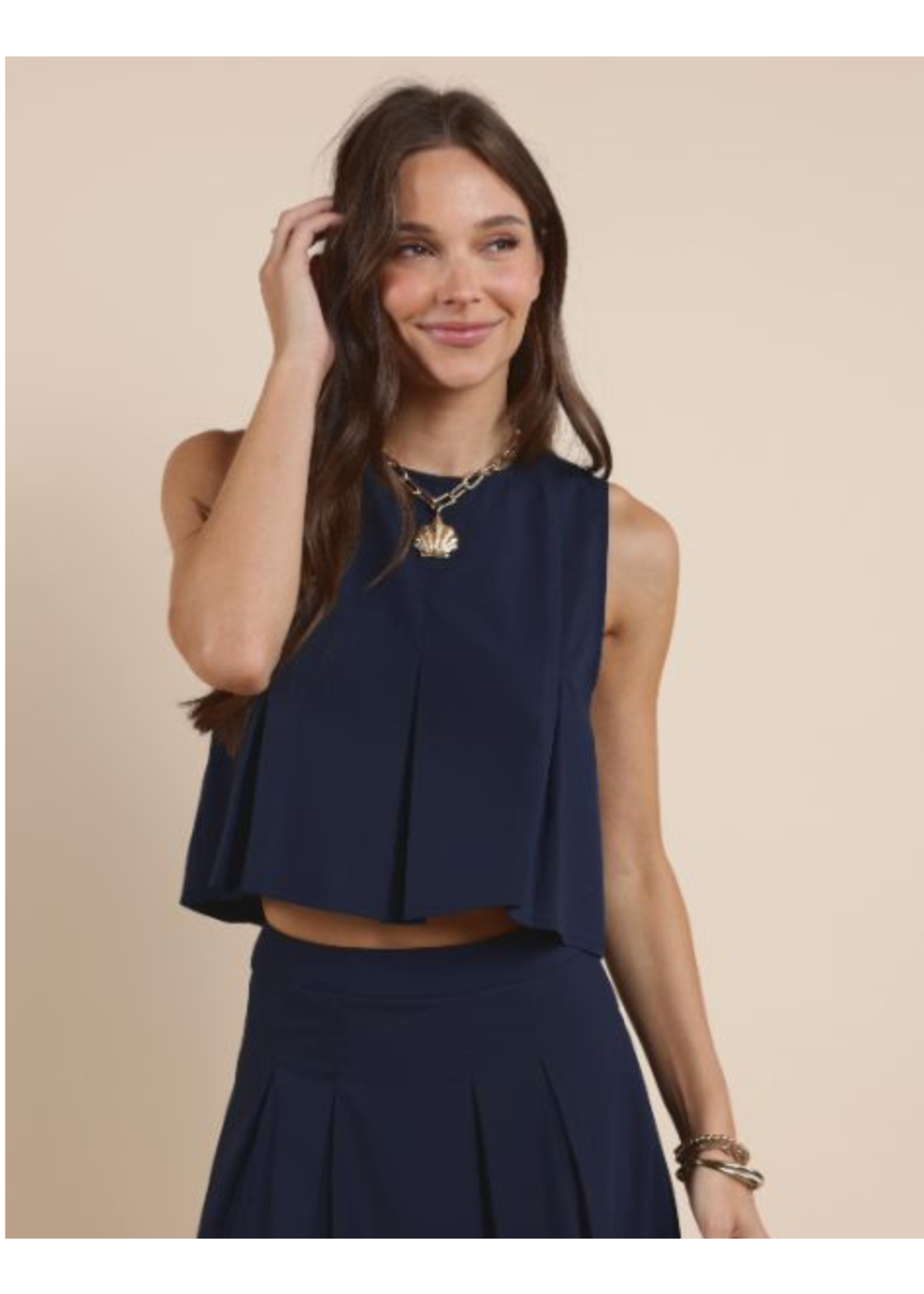 Ocean Calls Pleats Top