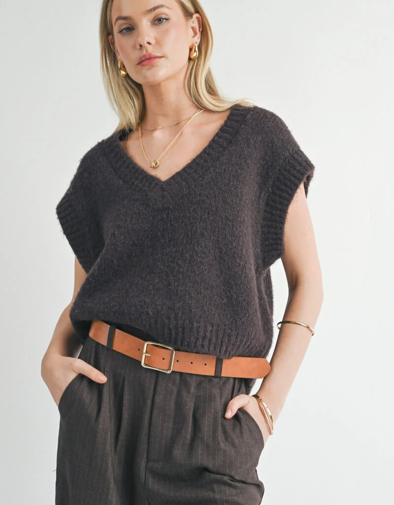 Sage the Label Peyton Oversized V-Neck Sweater Vest