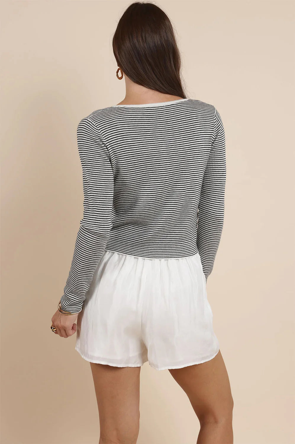 Pester Button Striped Cardigan