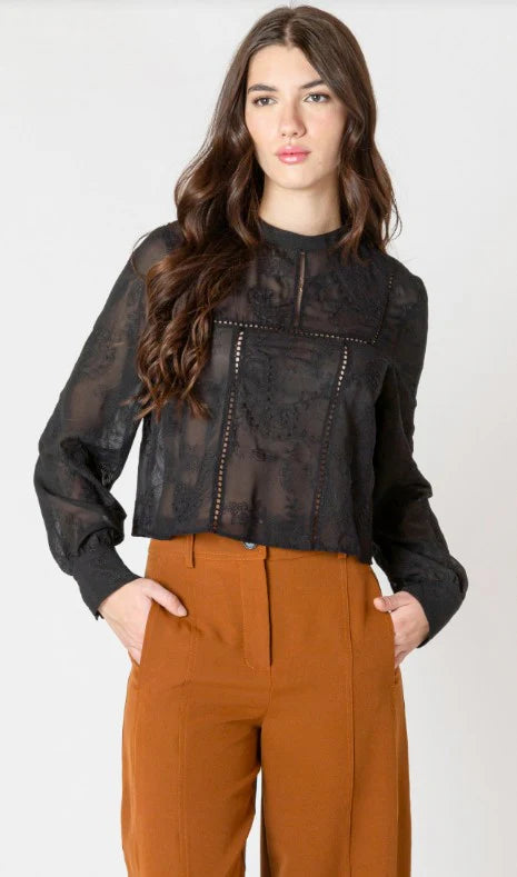 Embroidered Lace Insert Top