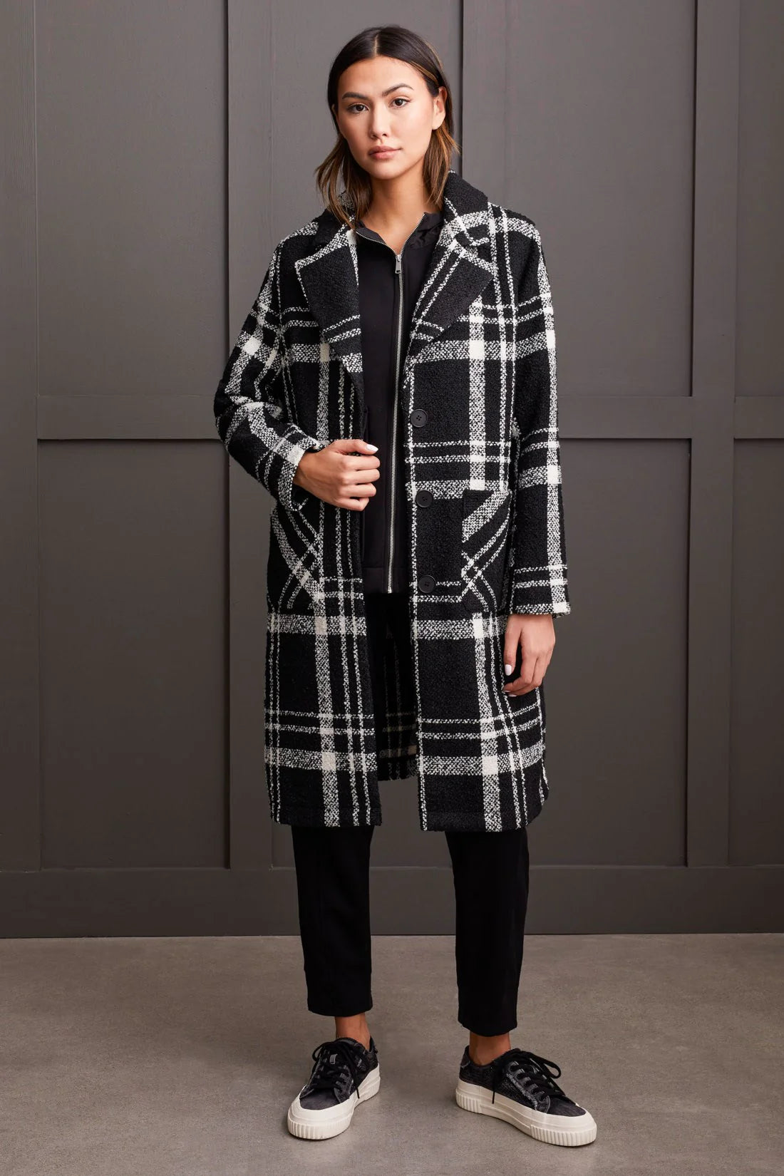 TRIBAL BOUCLE PLAID DUSTER