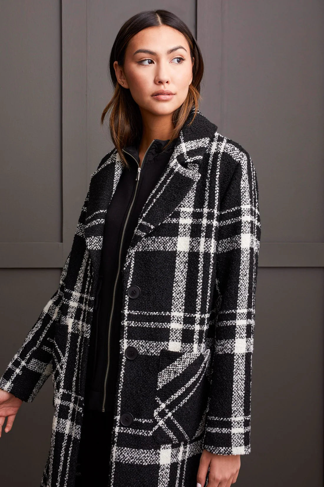 TRIBAL BOUCLE PLAID DUSTER