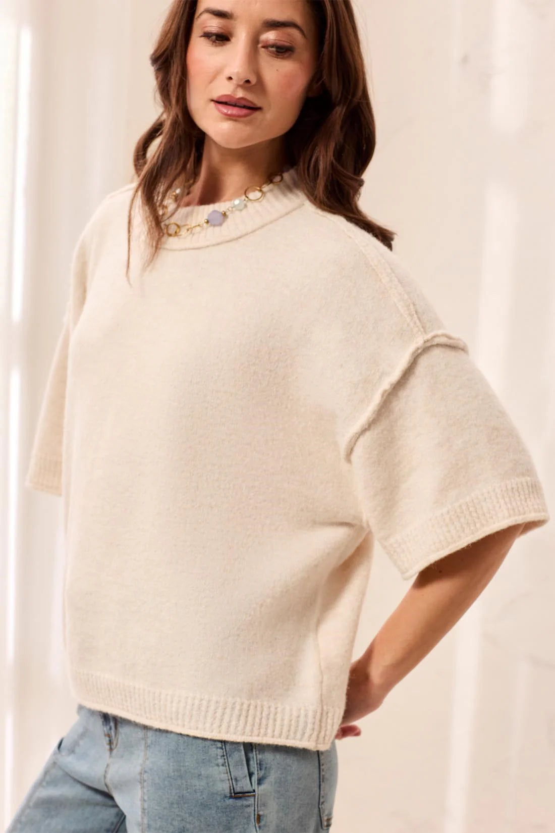 Lofty Elbow Sleeve Crew Sweater