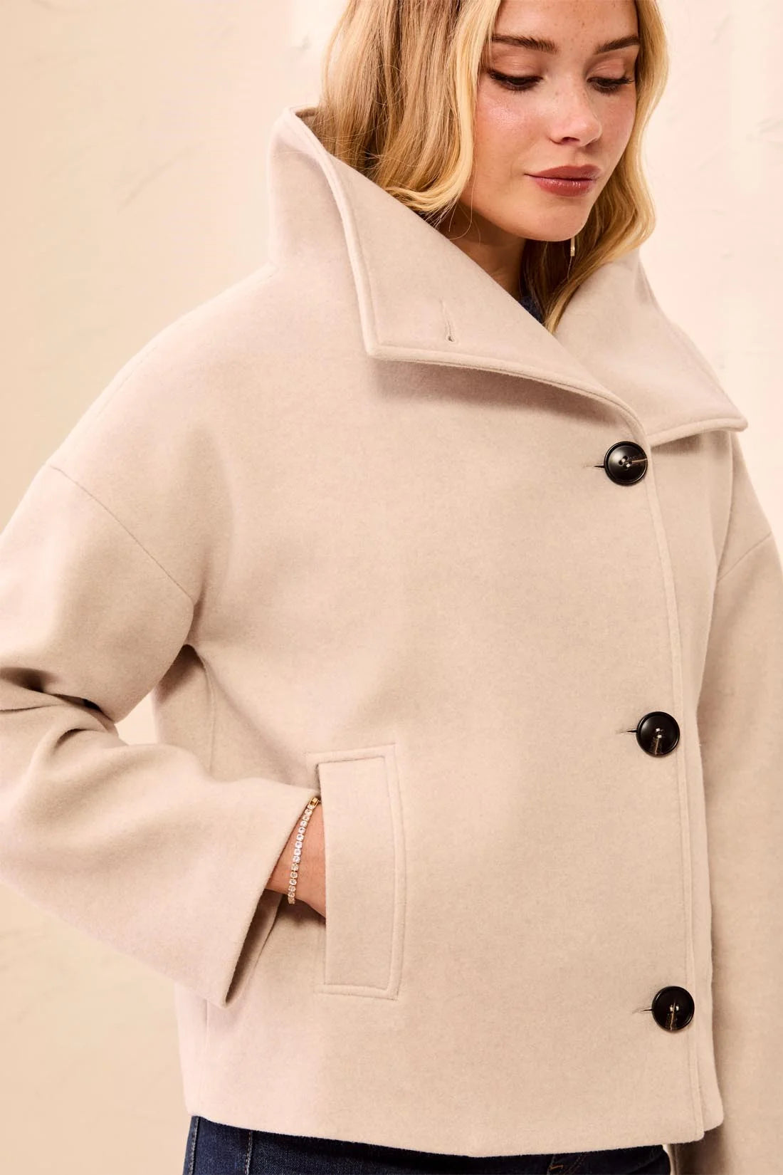 Lofty Knit Funnel Neck Coat