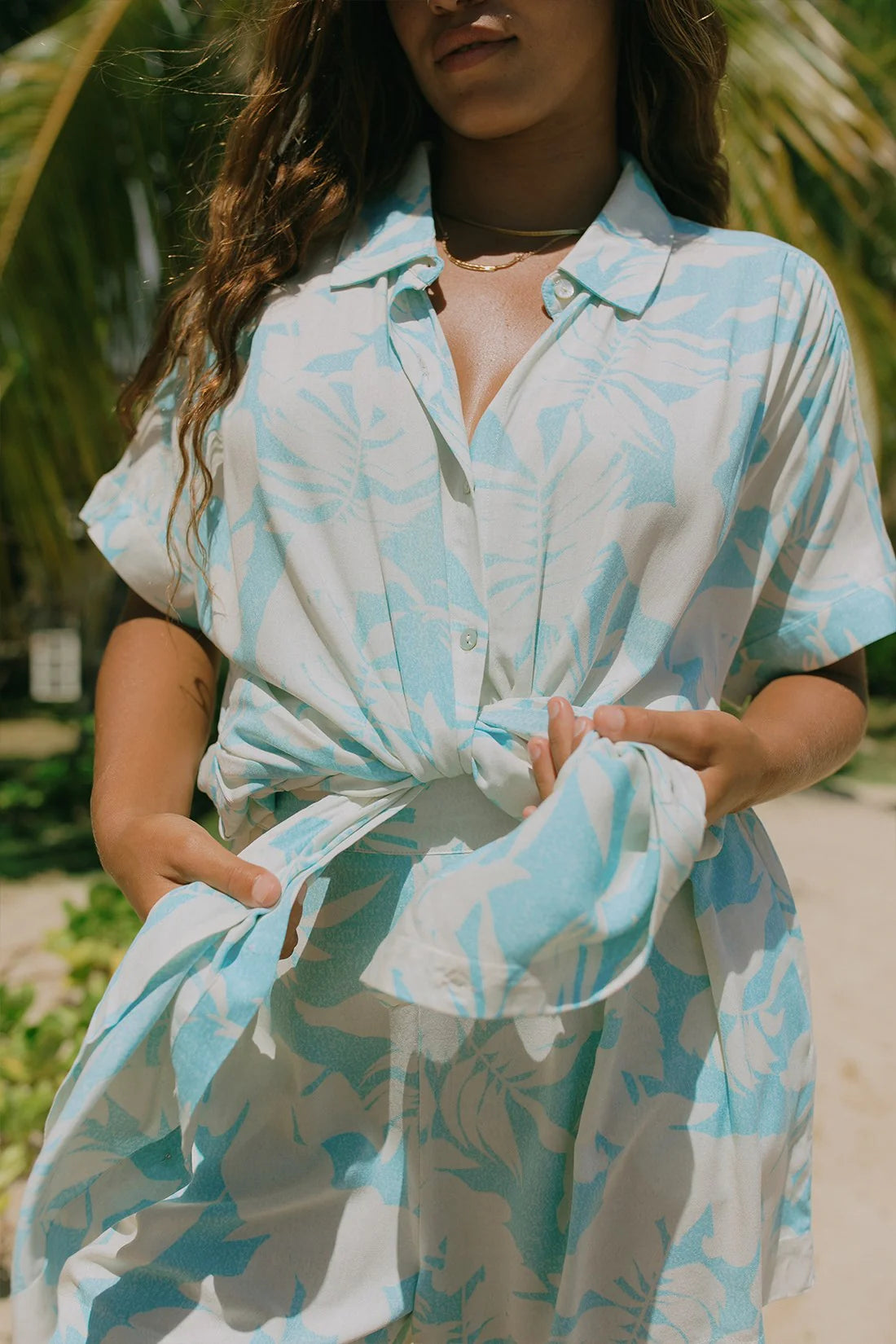 MOLOKAI PRINTED SHORT-SLEEVE SHIRT DRESS