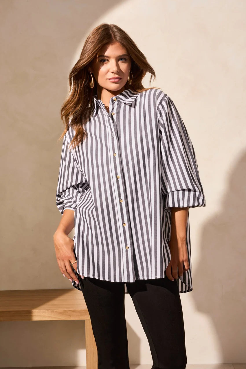 The Shirt Stripe Button Front Shirt