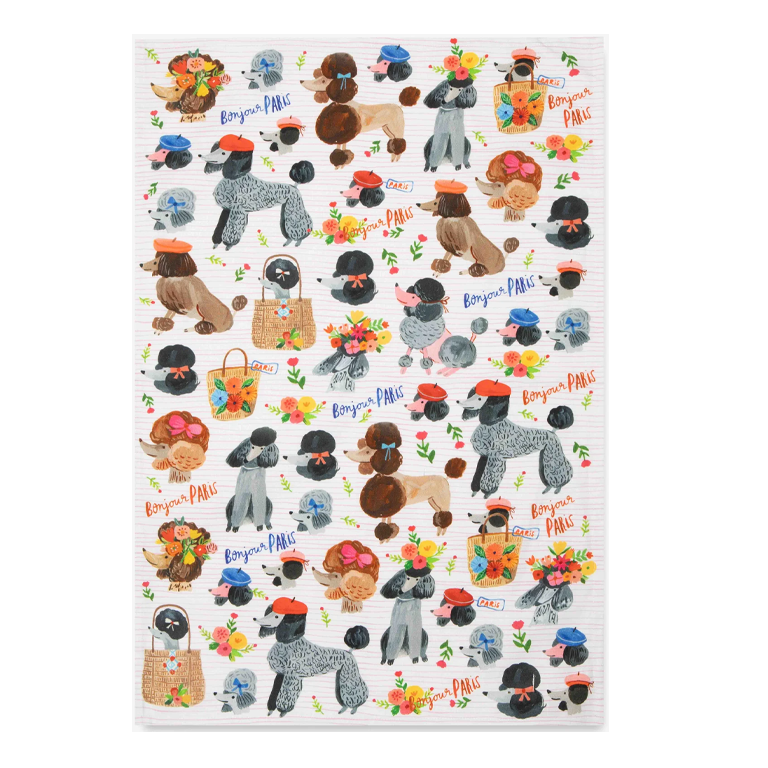Ooh LaLa Poodles Tea Towel