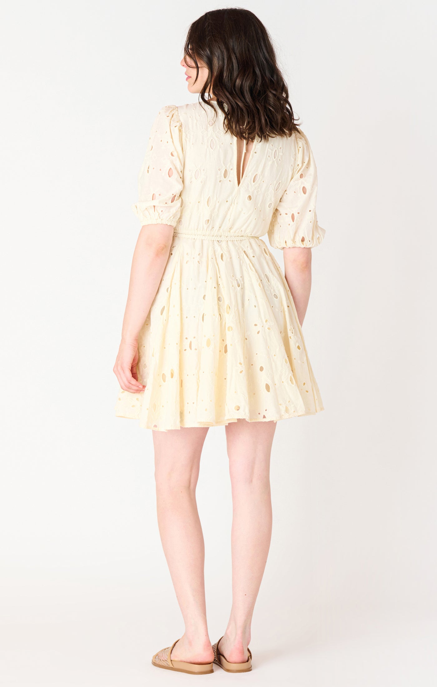 Eyelet Belted Mini Dress