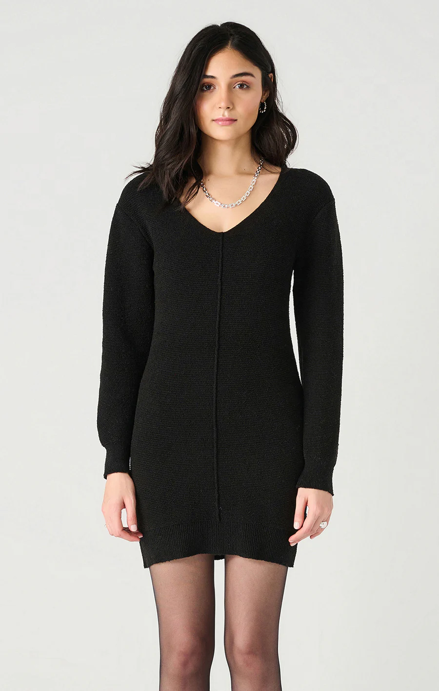 Dex V-Neck Ribbed Sweater Dress