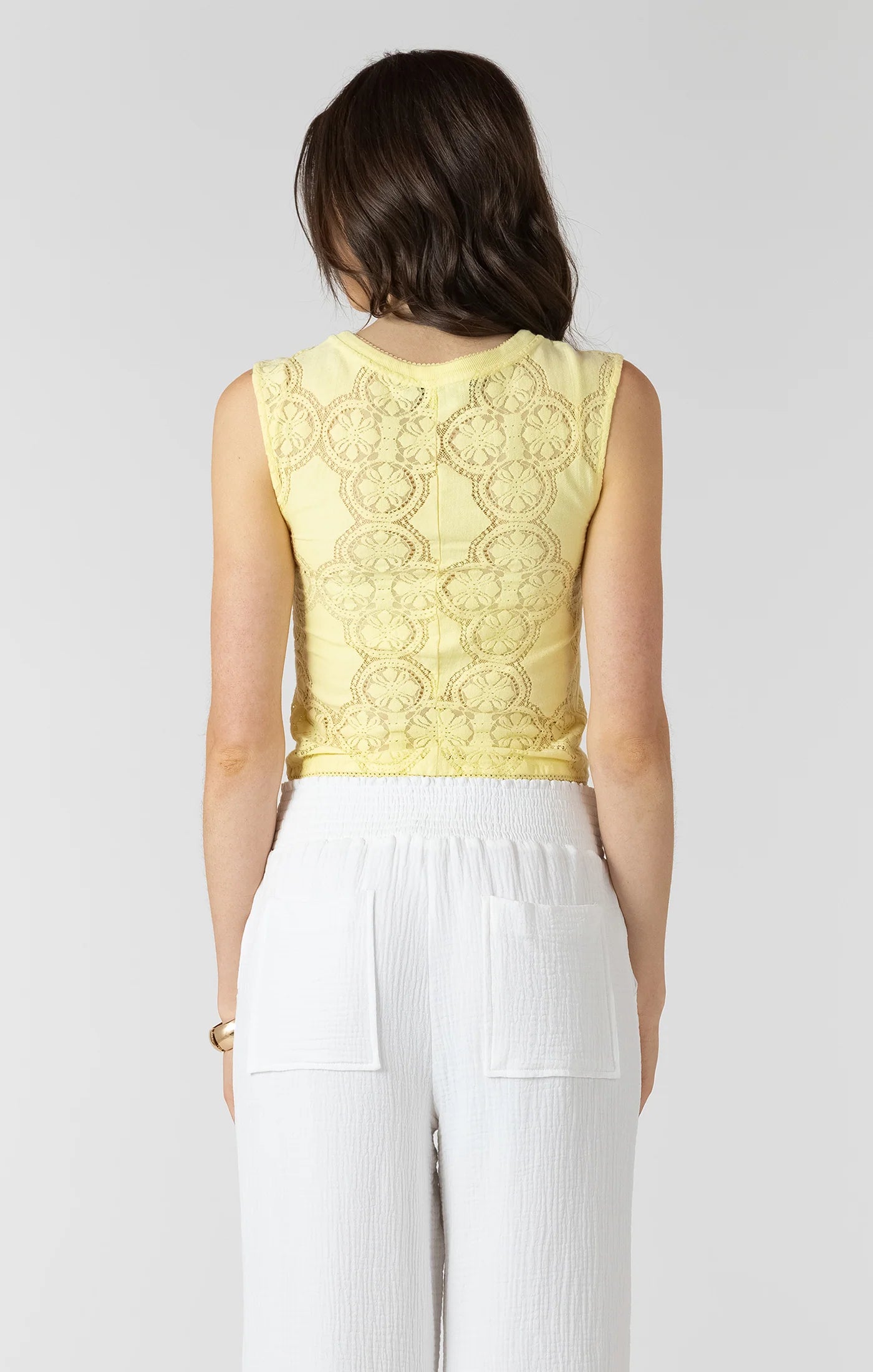 Mae Lace Cutout Button Front Tank